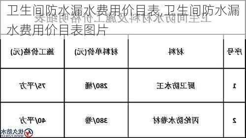 卫生间防水漏水费用价目表,卫生间防水漏水费用价目表图片