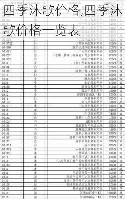 四季沐歌价格,四季沐歌价格一览表