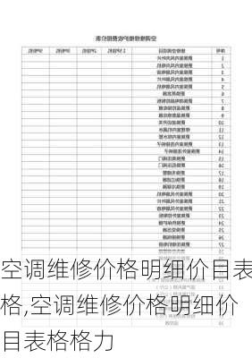 空调维修价格明细价目表格,空调维修价格明细价目表格格力