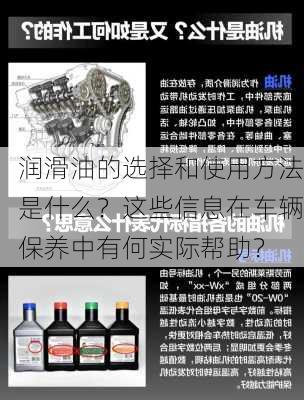 润滑油的选择和使用方法是什么？这些信息在车辆保养中有何实际帮助？