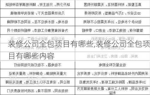 装修公司全包项目有哪些,装修公司全包项目有哪些内容