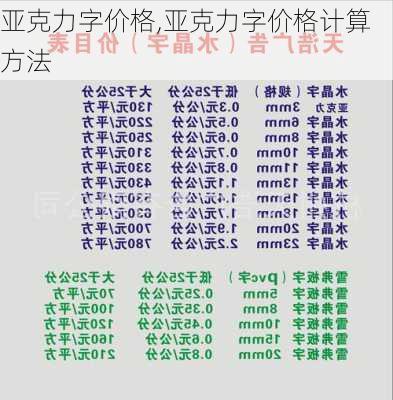 亚克力字价格,亚克力字价格计算方法