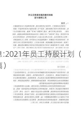 创意信息:2021年员工持股计划（
案修订稿）