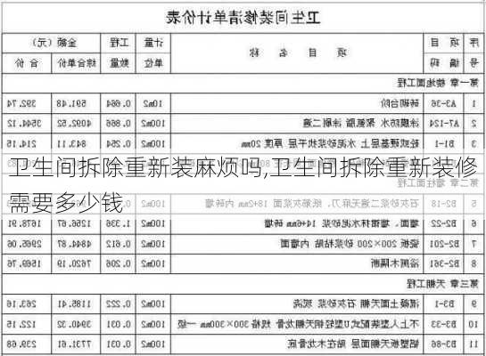 卫生间拆除重新装麻烦吗,卫生间拆除重新装修需要多少钱