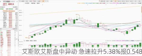 艾斯欧艾斯盘中异动 急速拉升5.38%报0.548
