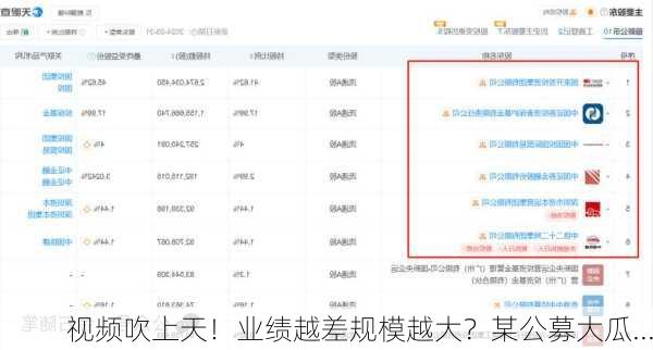视频吹上天！业绩越差规模越大？某公募大瓜...