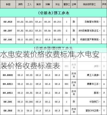 水电安装价格收费标准,水电安装价格收费标准表