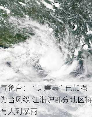 
气象台：“贝碧嘉”已加强为台风级 江浙沪部分地区将有大到暴雨