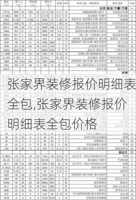 张家界装修报价明细表全包,张家界装修报价明细表全包价格