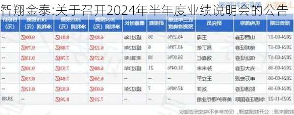 智翔金泰:关于召开2024年半年度业绩说明会的公告