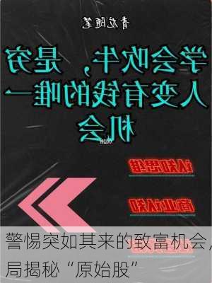 警惕突如其来的致富机会，局揭秘“原始股”
