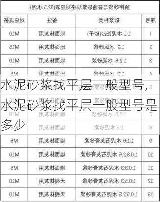 水泥砂浆找平层一般型号,水泥砂浆找平层一般型号是多少