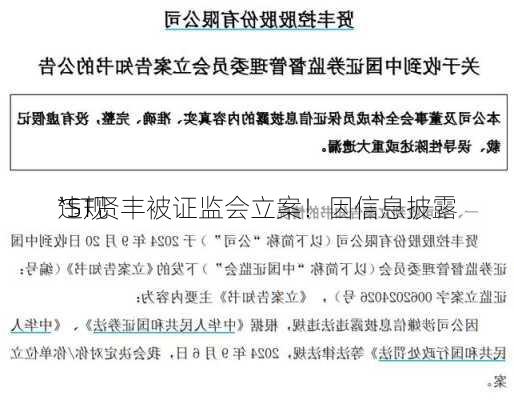 *ST贤丰被证监会立案！因信息披露
违规