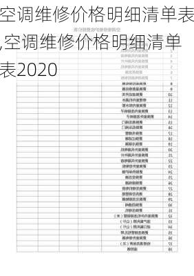 空调维修价格明细清单表,空调维修价格明细清单表2020