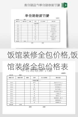 饭馆装修全包价格,饭馆装修全包价格表