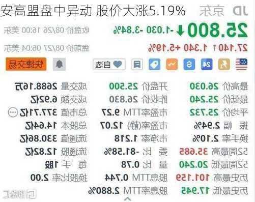 安高盟盘中异动 股价大涨5.19%