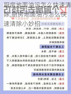 厨房地面油污怎么快速清除,厨房地面油污怎么快速清除小妙招