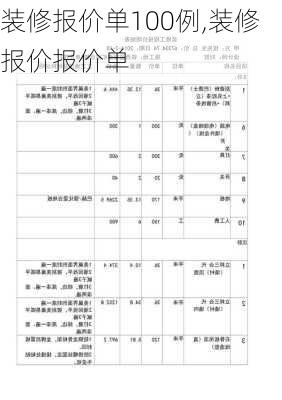 装修报价单100例,装修报价报价单