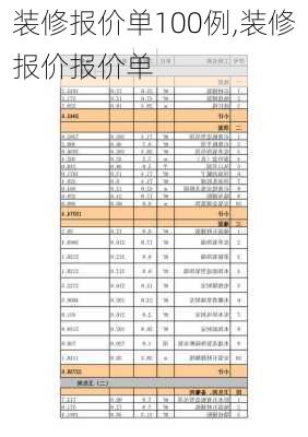 装修报价单100例,装修报价报价单