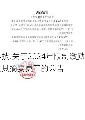 灿瑞科技:关于2024年限制激励计划（
案）及其摘要更正的公告