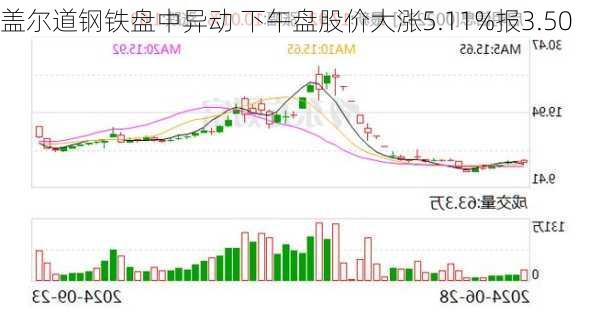 盖尔道钢铁盘中异动 下午盘股价大涨5.11%报3.50
