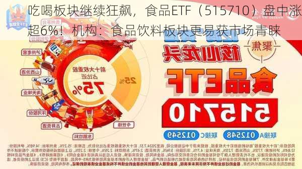 吃喝板块继续狂飙，食品ETF（515710）盘中涨超6%！机构：食品饮料板块更易获市场青睐