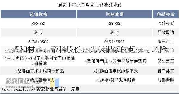 聚和材料、帝科股份：光伏银浆的起伏与风险