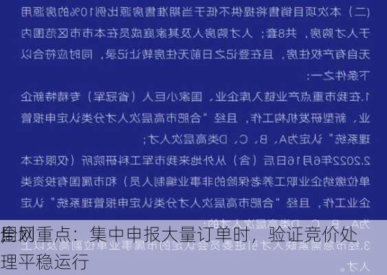 周
，
全网
！划重点：集中申报大量订单时，验证竞价处理平稳运行