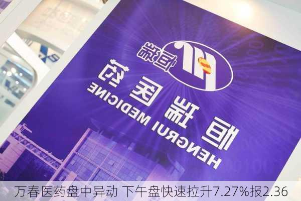 万春医药盘中异动 下午盘快速拉升7.27%报2.36
