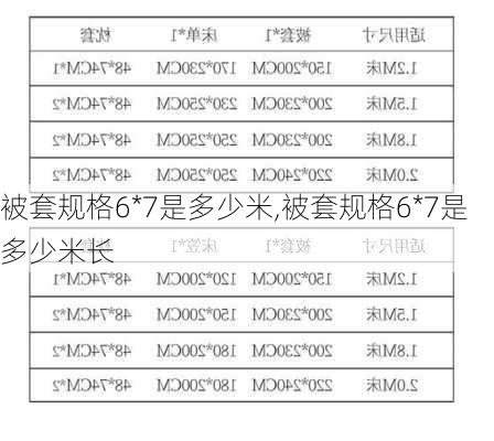 被套规格6*7是多少米,被套规格6*7是多少米长