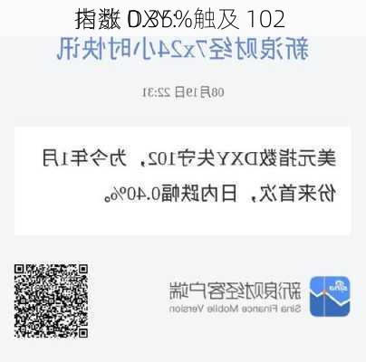 
指数 DXY：触及 102 
内涨 0.35%