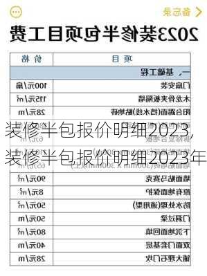 装修半包报价明细2023,装修半包报价明细2023年