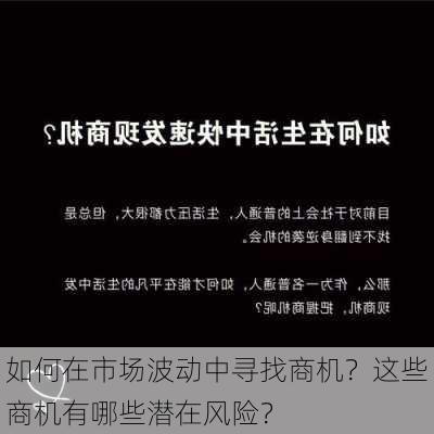 如何在市场波动中寻找商机？这些商机有哪些潜在风险？