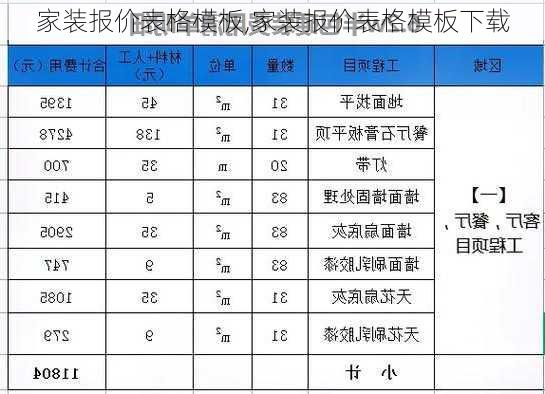 家装报价表格模板,家装报价表格模板下载