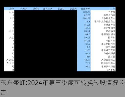 东方盛虹:2024年第三季度可转换转股情况公告