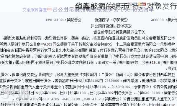 华西能源:关于向特定对象发行
预案披露的提示
公告