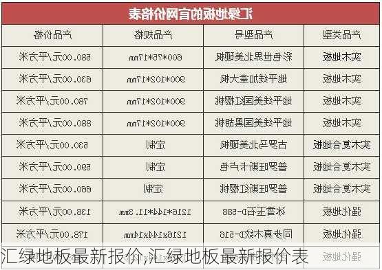 汇绿地板最新报价,汇绿地板最新报价表