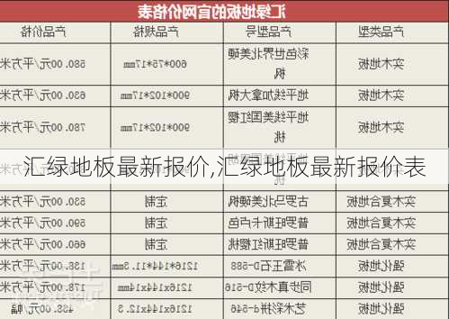 汇绿地板最新报价,汇绿地板最新报价表