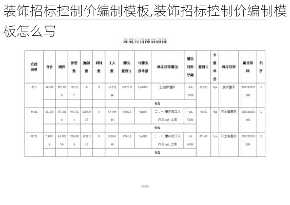 装饰招标控制价编制模板,装饰招标控制价编制模板怎么写