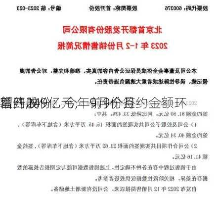 首开股份：今年前9个月
额约249亿元， 9月份签约金额环
增四成