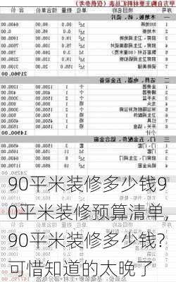 90平米装修多少钱90平米装修预算清单,90平米装修多少钱?可惜知道的太晚了