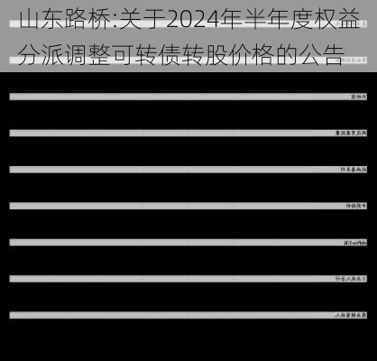 山东路桥:关于2024年半年度权益分派调整可转债转股价格的公告