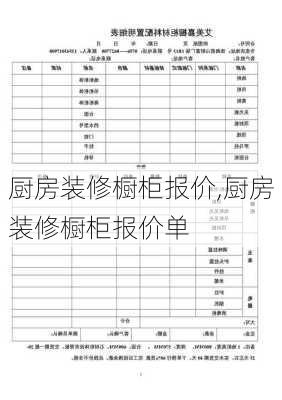 厨房装修橱柜报价,厨房装修橱柜报价单