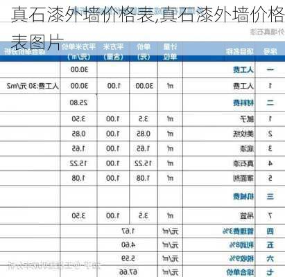 真石漆外墙价格表,真石漆外墙价格表图片