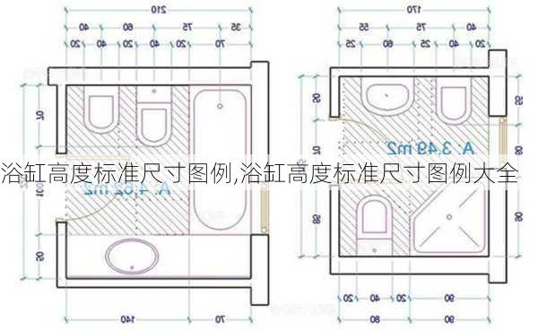 浴缸高度标准尺寸图例,浴缸高度标准尺寸图例大全