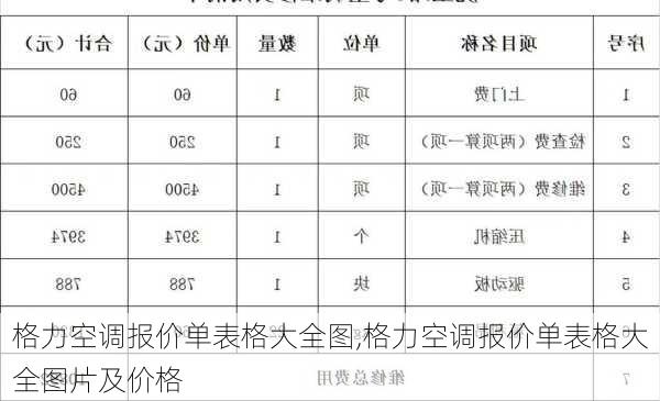 格力空调报价单表格大全图,格力空调报价单表格大全图片及价格