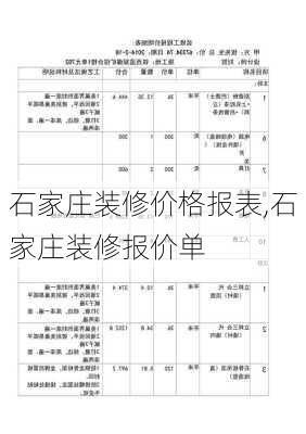 石家庄装修价格报表,石家庄装修报价单