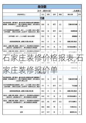 石家庄装修价格报表,石家庄装修报价单