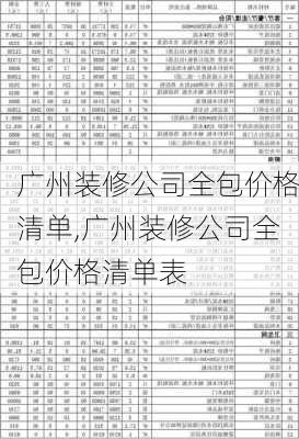 广州装修公司全包价格清单,广州装修公司全包价格清单表