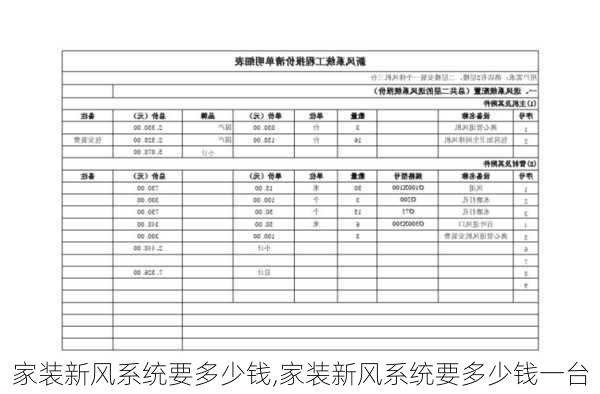 家装新风系统要多少钱,家装新风系统要多少钱一台